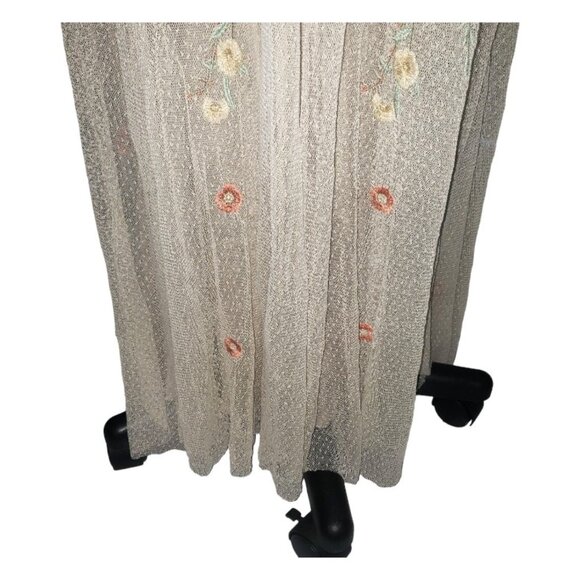 CT1631 Johnny Was Biya Ipsala Mesh Maxi Dress Small Floral Embroidered Ivory Boh - Picture 5 of 9